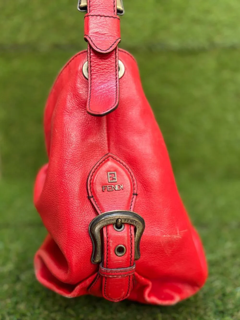 Fendi Red Borsa Leather Hobo Doctor Bag